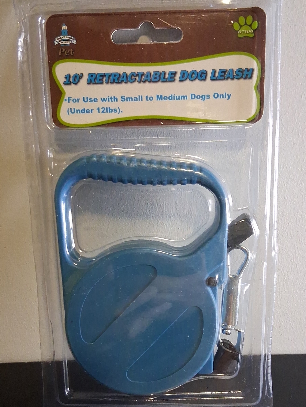 Blue Retractable Dog Leash - 10' for Small to Medium Dogs